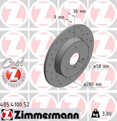 Zimmermann 405.4100.52 - Тормозной диск avtokuzovplus.com.ua