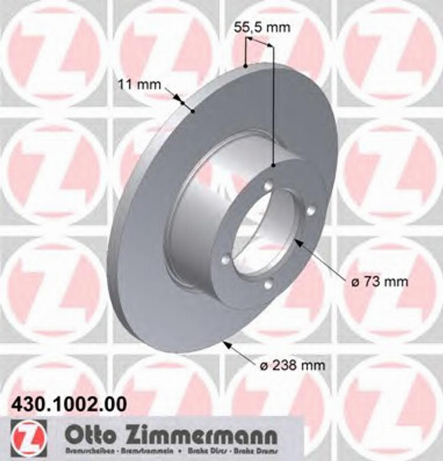 Zimmermann 430 1002 00 - Тормозной диск avtokuzovplus.com.ua