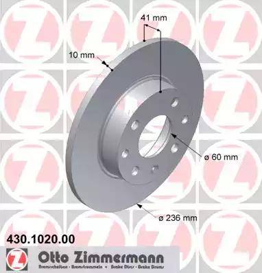 Zimmermann 430.1020.00 - Тормозной диск avtokuzovplus.com.ua