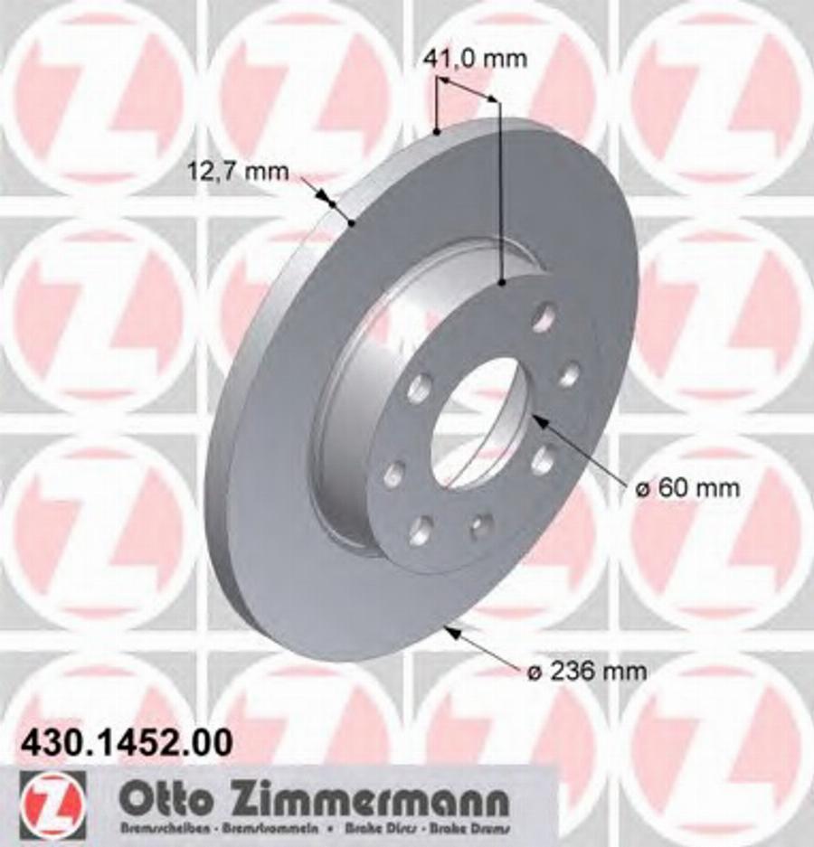 Zimmermann 430 1452 00 - Гальмівний диск autocars.com.ua