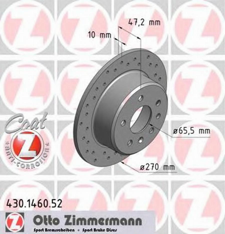Zimmermann 430.1460.52 - Гальмівний диск autocars.com.ua