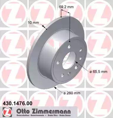 Zimmermann 430.1476.00 - Гальмівний диск autocars.com.ua