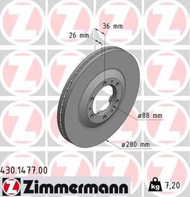 Zimmermann 430.1477.00 - Гальмівний диск autocars.com.ua