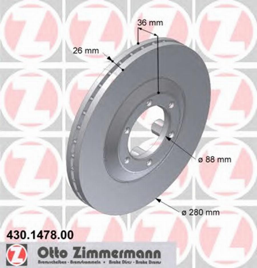 Zimmermann 430 1478 00 - Гальмівний диск autocars.com.ua