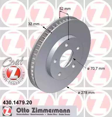 Zimmermann 430.1479.20 - Гальмівний диск autocars.com.ua