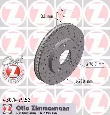 Zimmermann 430.1479.52 - Гальмівний диск autocars.com.ua