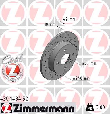 Zimmermann 430.1484.52 - Тормозной диск avtokuzovplus.com.ua