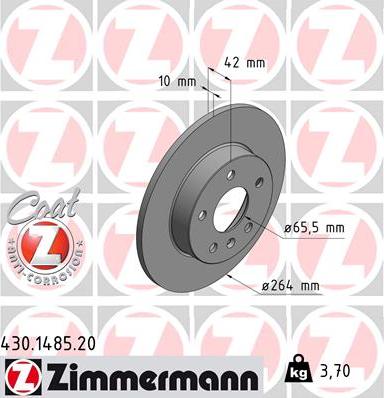 Zimmermann 430.1485.20 - Тормозной диск avtokuzovplus.com.ua
