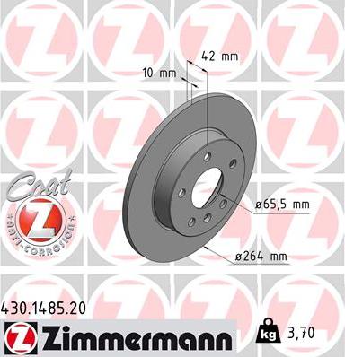 Zimmermann 430.1485.20 - Гальмівний диск autocars.com.ua