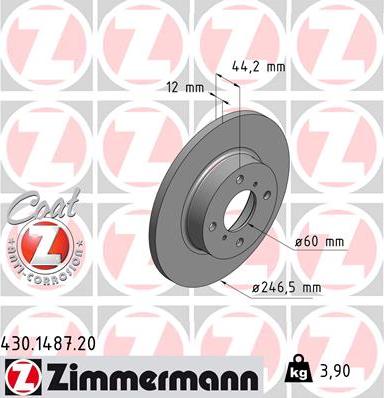 Zimmermann 430.1487.20 - Гальмівний диск autocars.com.ua