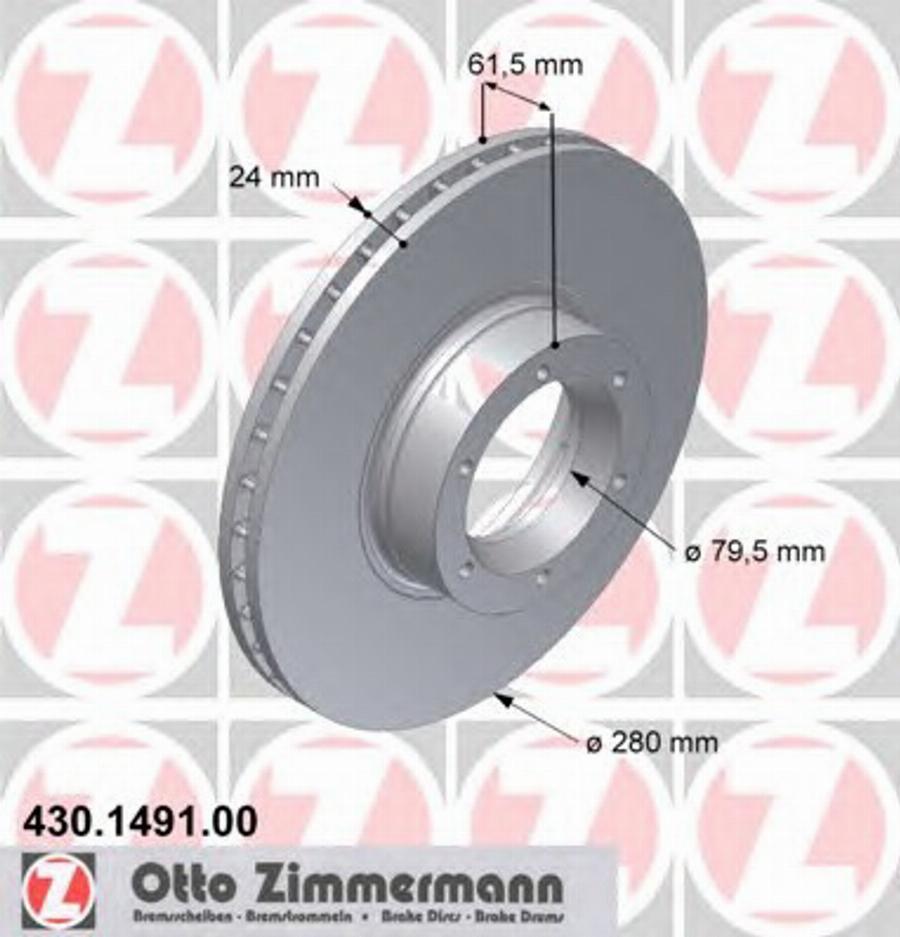 Zimmermann 430.1491.00 - Тормозной диск avtokuzovplus.com.ua