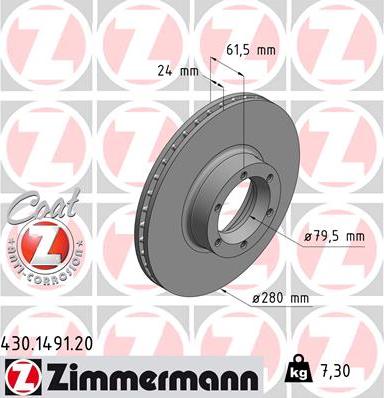 Zimmermann 430.1491.20 - Тормозной диск avtokuzovplus.com.ua