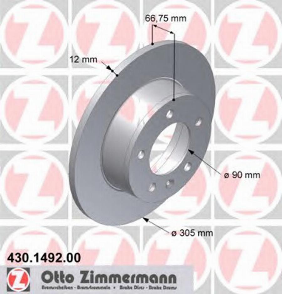 Zimmermann 430 1492 00 - Тормозной диск avtokuzovplus.com.ua