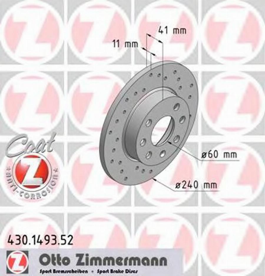 Zimmermann 430.1493.52 - Тормозной диск autodnr.net