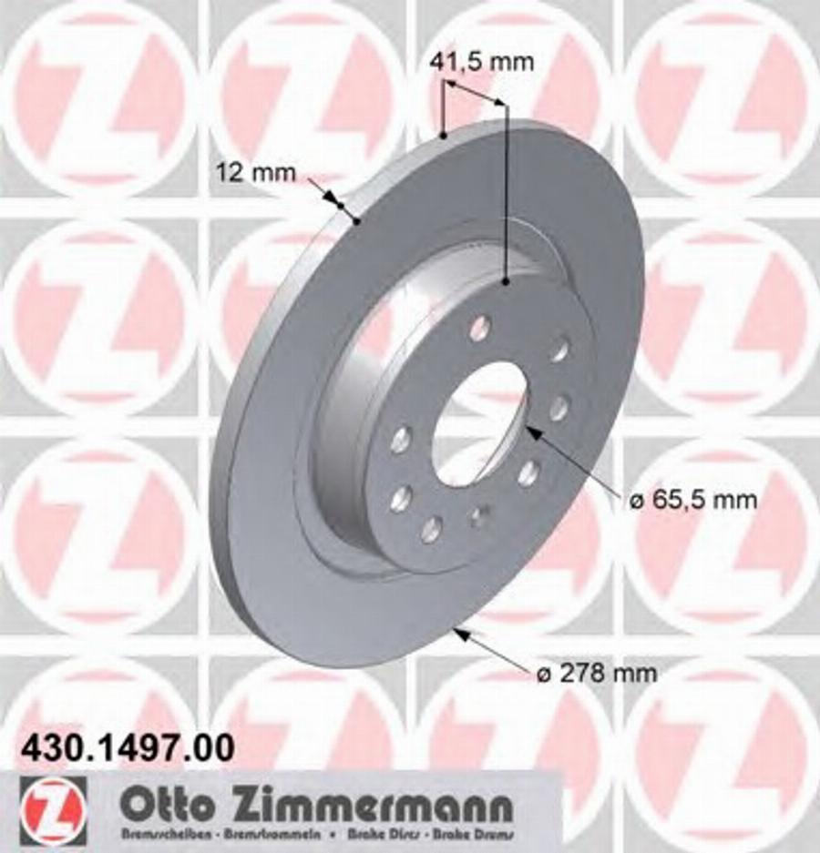 Zimmermann 430.1497.00 - Гальмівний диск autocars.com.ua