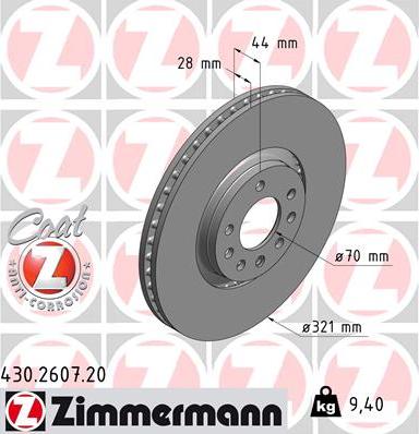 Zimmermann 430.2607.20 - Тормозной диск avtokuzovplus.com.ua