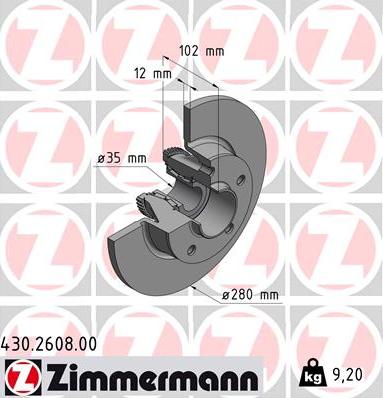 Zimmermann 430.2608.00 - Тормозной диск avtokuzovplus.com.ua