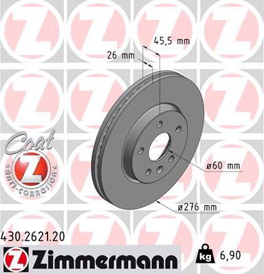Zimmermann 430.2621.20 - Гальмівний диск autocars.com.ua