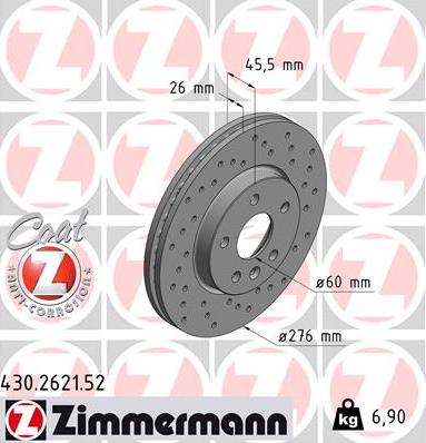 Zimmermann 430.2621.52 - Тормозной диск autodnr.net