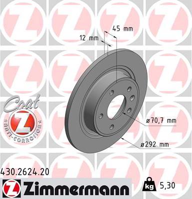 Zimmermann 430.2624.20 - Тормозной диск autodnr.net