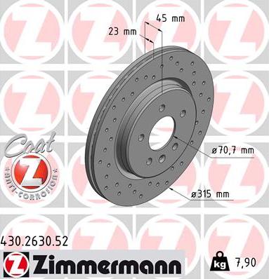 Zimmermann 430.2630.52 - Гальмівний диск autocars.com.ua