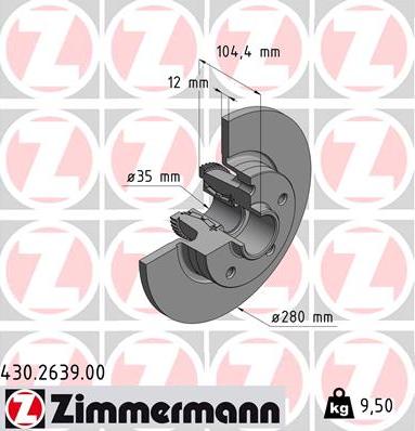 Zimmermann 430.2639.00 - Тормозной диск avtokuzovplus.com.ua