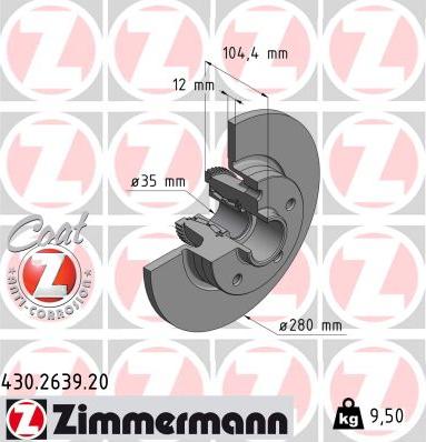 Zimmermann 430.2639.20 - Тормозной диск autodnr.net