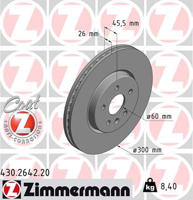 Zimmermann 430.2642.20 - Гальмівний диск autocars.com.ua