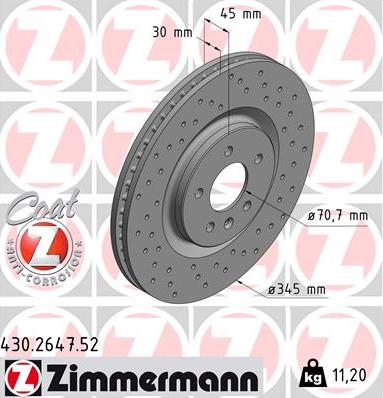 Zimmermann 430.2647.52 - Гальмівний диск autocars.com.ua