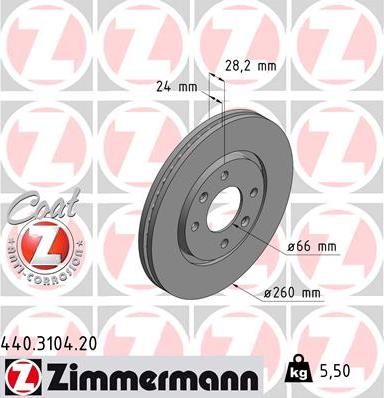 Zimmermann 440.3104.20 - Тормозной диск avtokuzovplus.com.ua