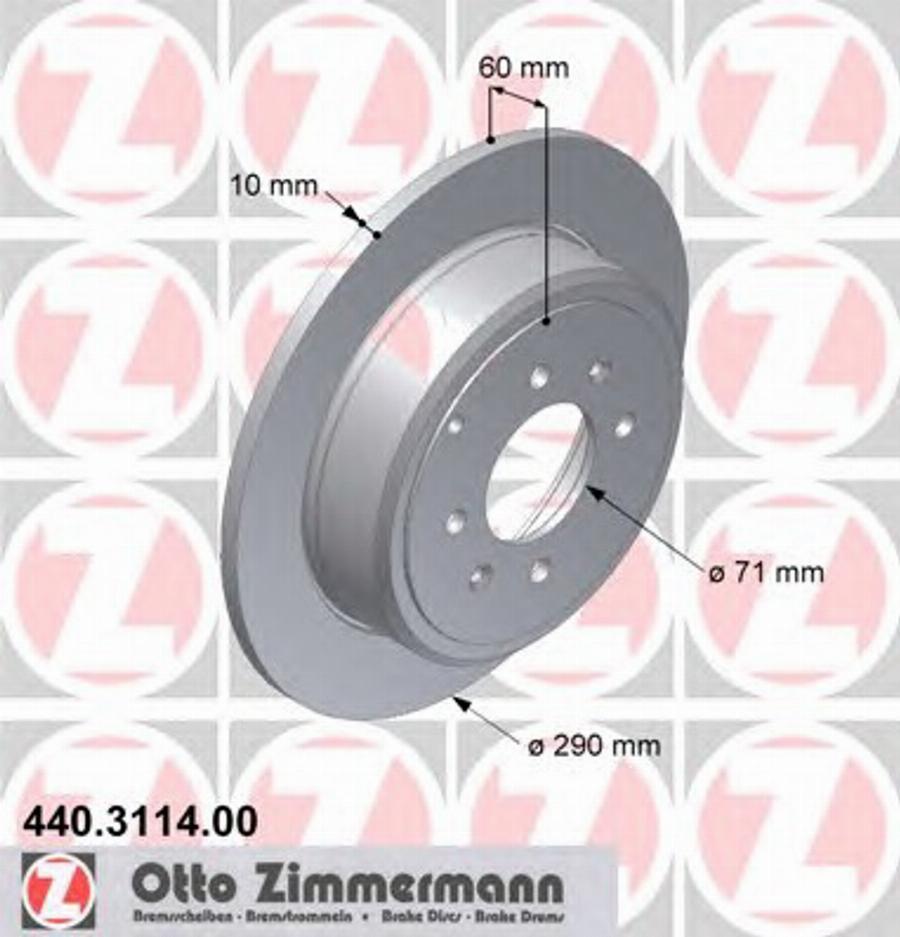 Zimmermann 440.3114.00 - Гальмівний диск autocars.com.ua