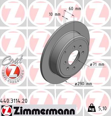 Zimmermann 440.3114.20 - Тормозной диск avtokuzovplus.com.ua