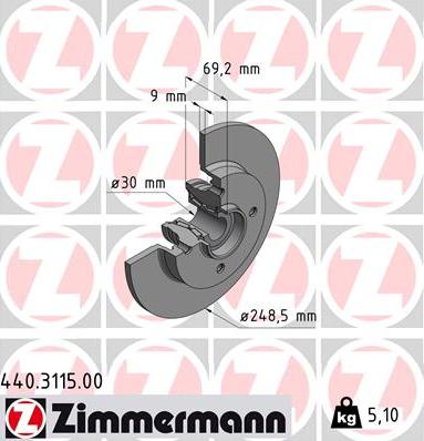 Zimmermann 440.3115.00 - Тормозной диск avtokuzovplus.com.ua