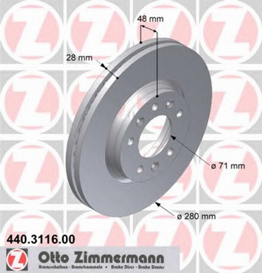 Zimmermann 440.3116.00 - Тормозной диск avtokuzovplus.com.ua