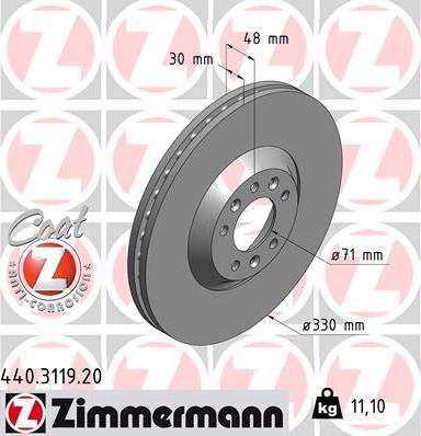 Zimmermann 440.3119.20 - Тормозной диск avtokuzovplus.com.ua