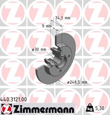 Zimmermann 440.3121.00 - Тормозной диск avtokuzovplus.com.ua