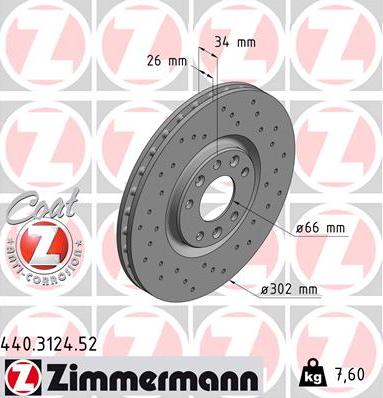 Zimmermann 440.3124.52 - Тормозной диск avtokuzovplus.com.ua