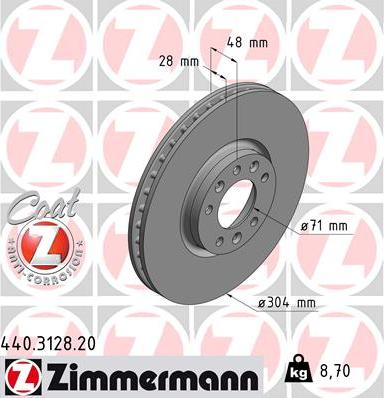 Zimmermann 440.3128.20 - Гальмівний диск autocars.com.ua