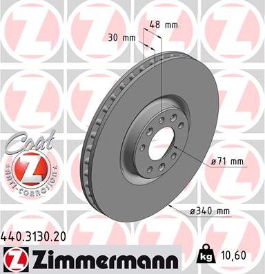 Zimmermann 440.3130.20 - Гальмівний диск autocars.com.ua