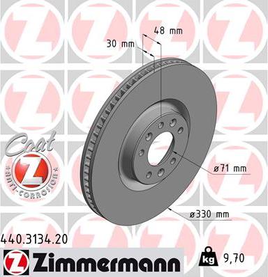 Zimmermann 440.3134.20 - Гальмівний диск autocars.com.ua