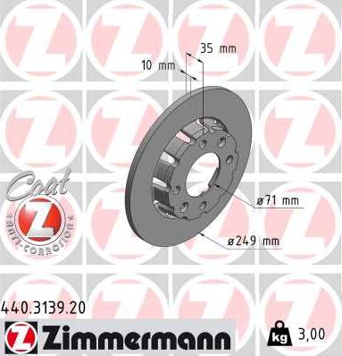 Zimmermann 440.3139.20 - Гальмівний диск autocars.com.ua