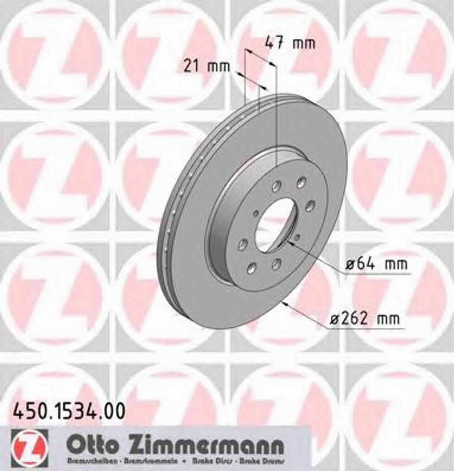 Zimmermann 450.1534.00 - Тормозной диск avtokuzovplus.com.ua