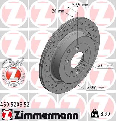 Zimmermann 450.5203.52 - Тормозной диск avtokuzovplus.com.ua
