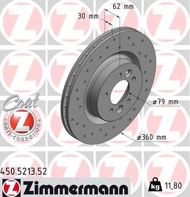 Zimmermann 450.5213.52 - Тормозной диск avtokuzovplus.com.ua