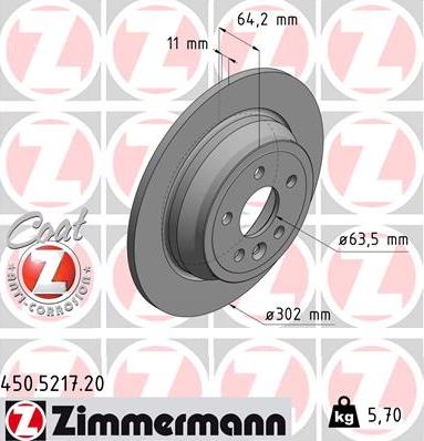 Zimmermann 450.5217.20 - Гальмівний диск autocars.com.ua