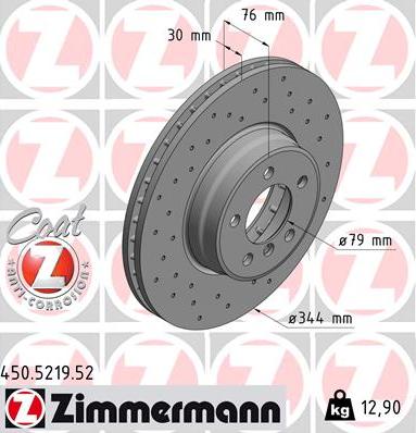 Zimmermann 450.5219.52 - Гальмівний диск autocars.com.ua