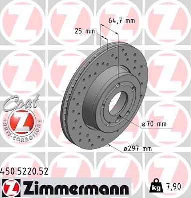 Zimmermann 450.5220.52 - Гальмівний диск autocars.com.ua