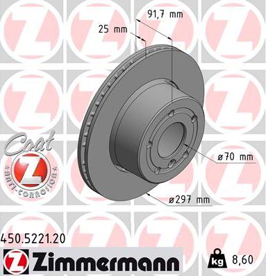 Zimmermann 450.5221.20 - Тормозной диск avtokuzovplus.com.ua