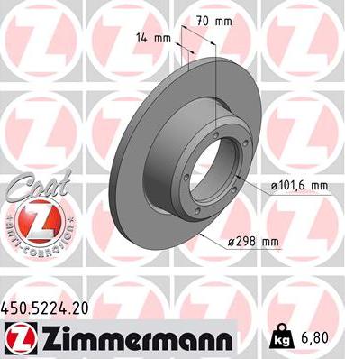 Zimmermann 450.5224.20 - Гальмівний диск autocars.com.ua