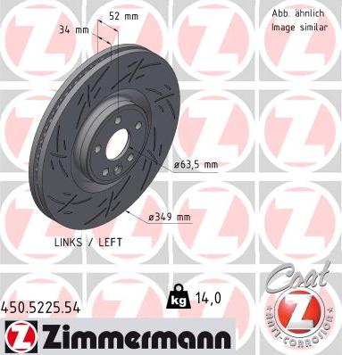 Zimmermann 450.5225.54 - Гальмівний диск autocars.com.ua